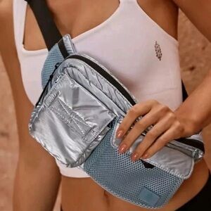 Free people movement court side cargo bag inBlue Metallic new